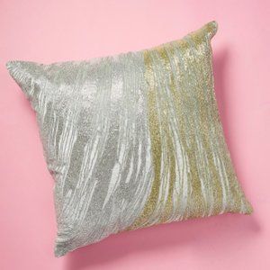 Callisto Home Aqua Velvet Beaded Decorative Pillow